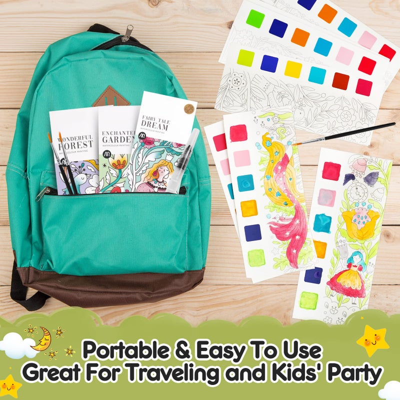 ROOCHKD 3pack Watercolor Painting Coloring Books, Paint with Water Arts & Crafts Kit for Kids, Pocket Watercolor Paint Bookmarks, Class Activities Art Supplies Party Favors Birthday Gift for Boys and Girls - Image 5