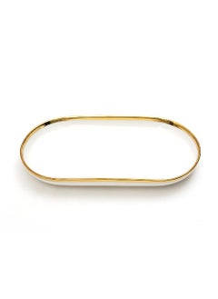 EZ Life EZ Life Urbane Select Class Series Oval Plate - 1 Piece - 11.5 Inch Plate - Bone China - Glossy White with Gold Lining - Dinnerware - Home Kitchen, Tableware, Crockery  - Image 1