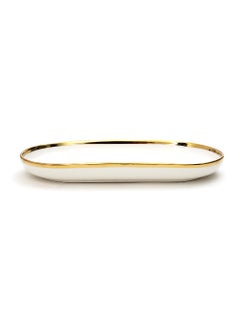 EZ Life EZ Life Urbane Select Class Series Oval Plate - 1 Piece - 11.5 Inch Plate - Bone China - Glossy White with Gold Lining - Dinnerware - Home Kitchen, Tableware, Crockery  - Image 3