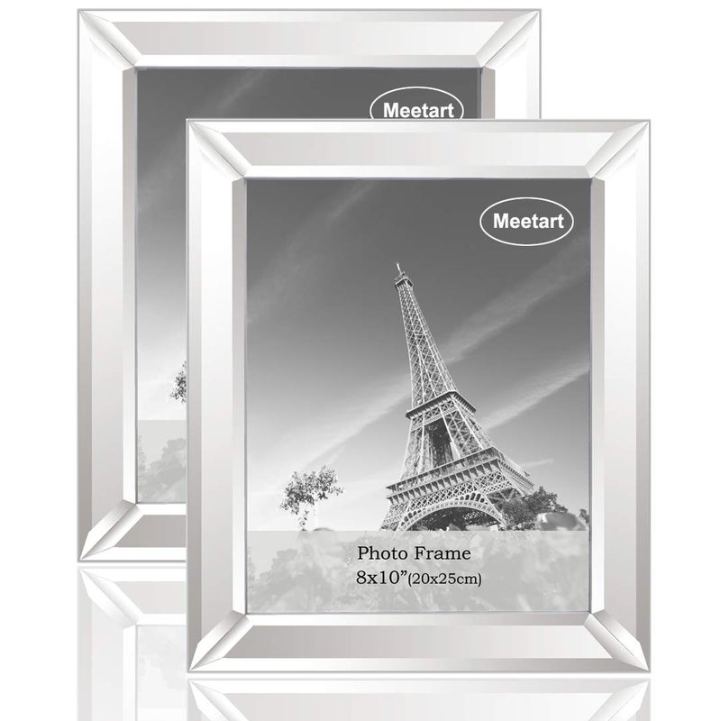 Meetart Silver Mirror Photo Frame 8x10 inch 2 Piece Per Set for Wall Hang or Tabletop Display