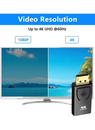 4K DisplayPort to HDMI Adapter, 2 Pack Uni-Directional DP PC to HDMI Monitor Converter, 4K Ultra HD DP Display Port to HDMI Adapter(Male to Female), Compatible for Lenovo Dell HP and Other Brand - view 2