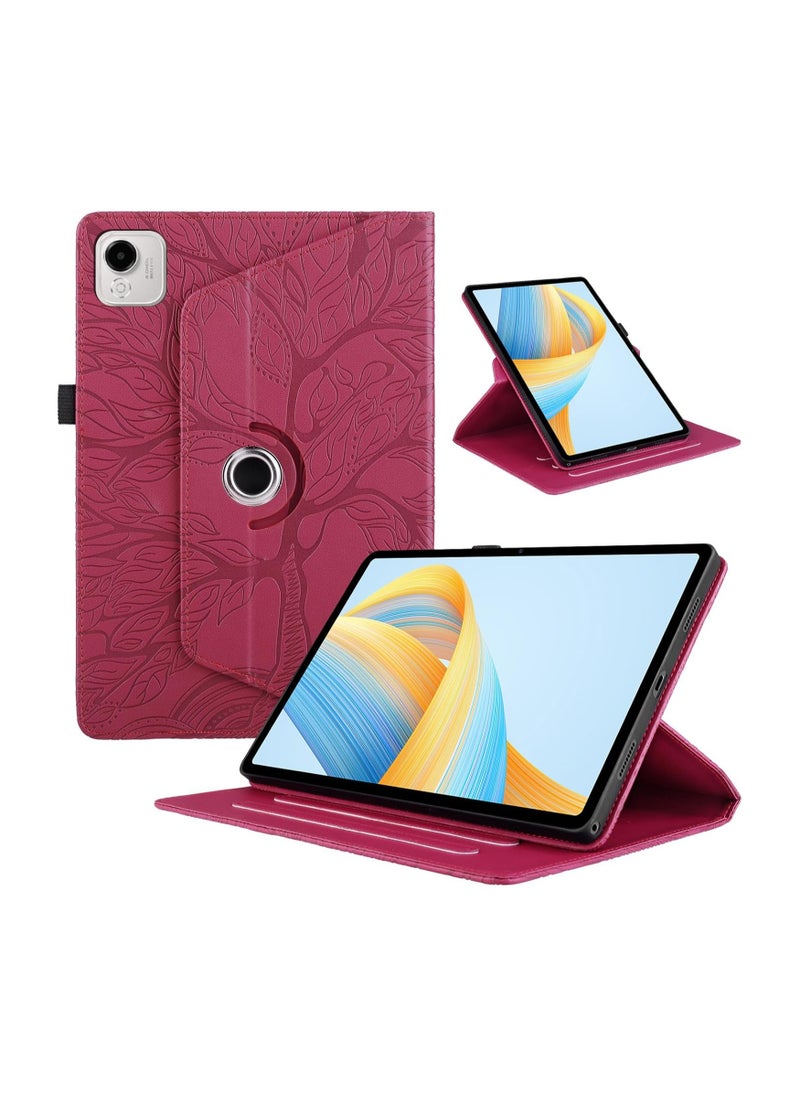 Case Compatible with Honor Pad X9a 11.5 inch 2025, 360 Degree Rotating Stand PU Leather Flip Folio Tablet Case Tree of Life Embossed Shell Shockproof Cover (Red)