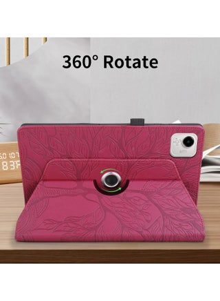 Case Compatible with Honor Pad X9a 11.5 inch 2025, 360 Degree Rotating Stand PU Leather Flip Folio Tablet Case Tree of Life Embossed Shell Shockproof Cover (Red) - view 2