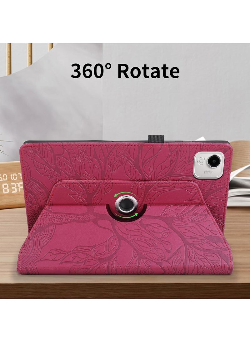 Case Compatible with Honor Pad X9a 11.5 inch 2025, 360 Degree Rotating Stand PU Leather Flip Folio Tablet Case Tree of Life Embossed Shell Shockproof Cover (Red)