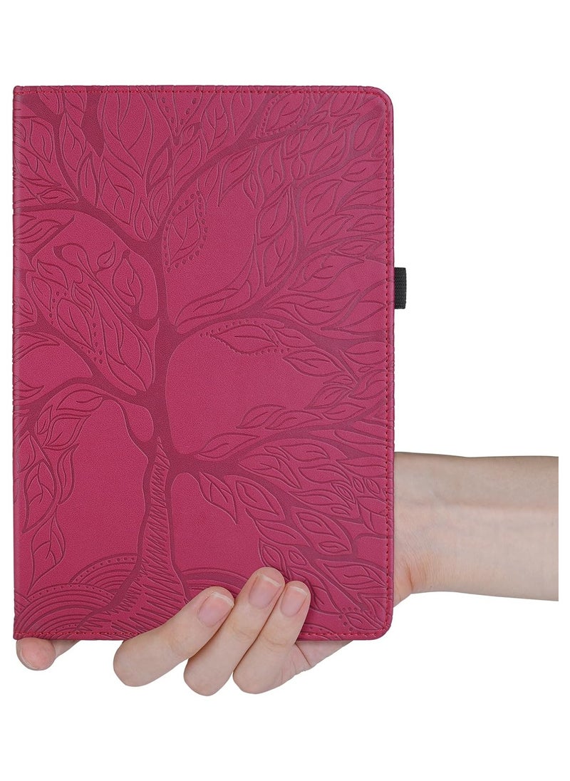 Case Compatible with Honor Pad X9a 11.5 inch 2025, 360 Degree Rotating Stand PU Leather Flip Folio Tablet Case Tree of Life Embossed Shell Shockproof Cover (Red)