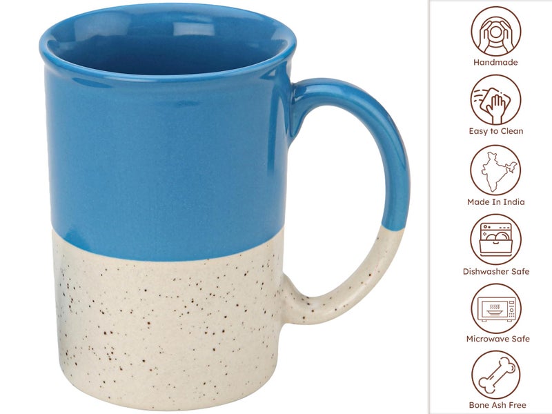 Bodhi House Ceramic Hand Glazed Tea and Coffee Mug with Coaster - 300ml | Set of 2 | Microwave & Dishwasher Safe | for Home Office - Sky Blue - Image 5