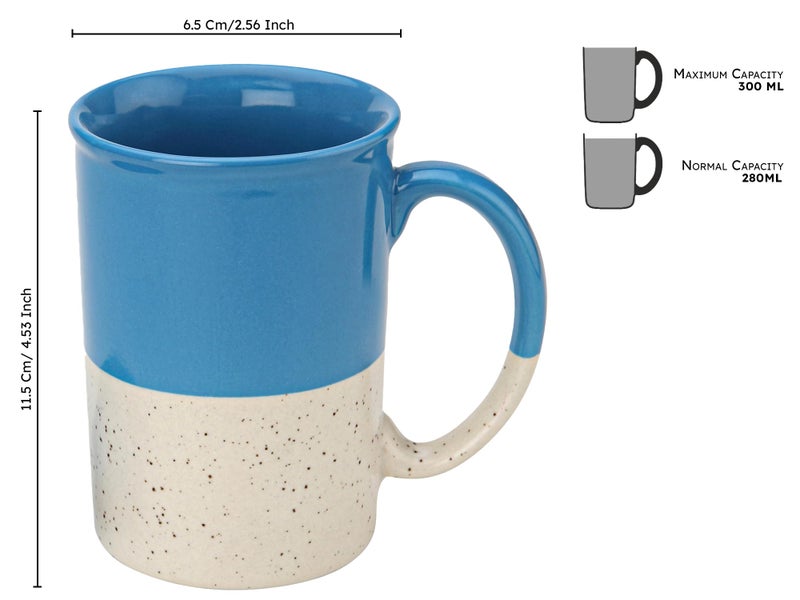Bodhi House Ceramic Hand Glazed Tea and Coffee Mug with Coaster - 300ml | Set of 2 | Microwave & Dishwasher Safe | for Home Office - Sky Blue - Image 4
