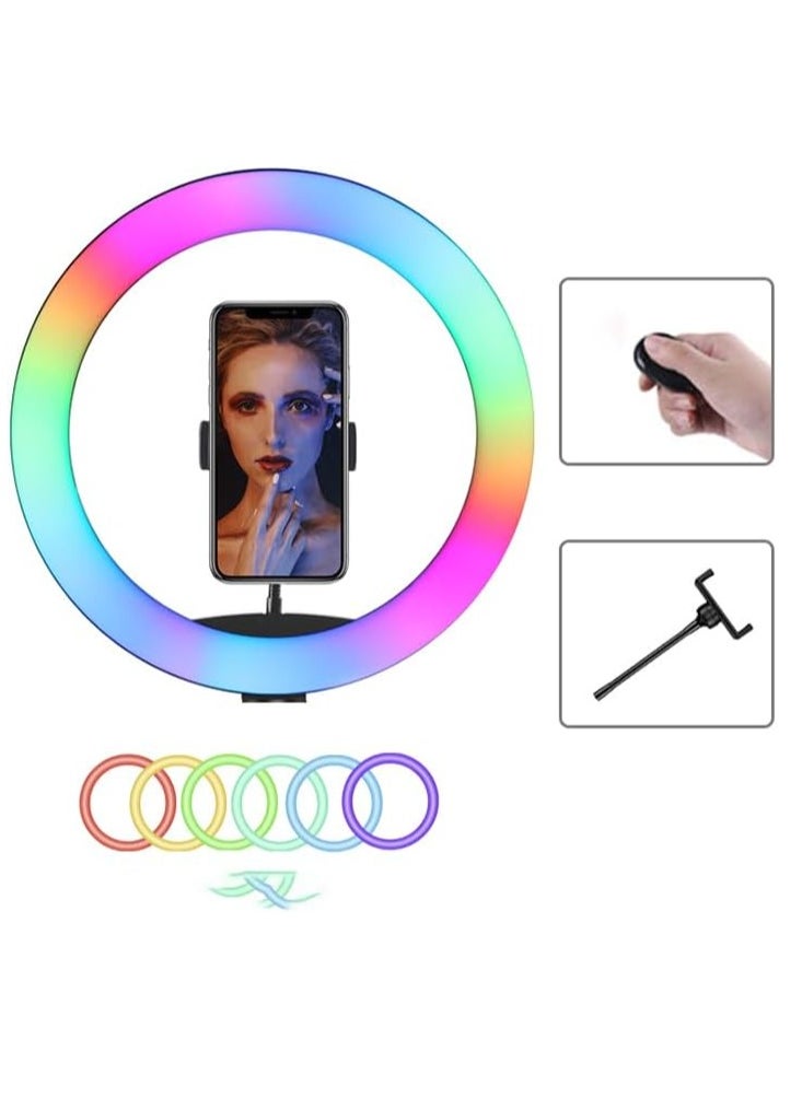MIGOFAST Ring Light with Tripod Stand & Phone Holder |13 inch Selfie LED Ringlight Dimmable Desktop Lamp 40 Colors RGB Tall Circle Light for Camera Makeup Video YouTube TikTok Live Streaming MJ-33  - Image 3