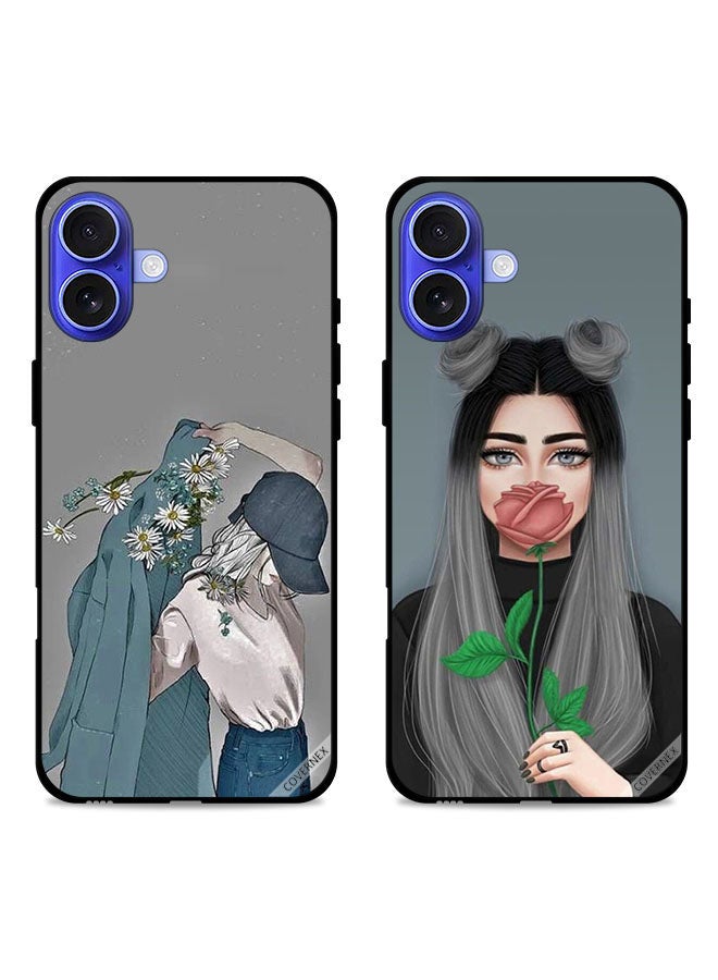 Covernex Two Cases For Apple iPhone 16 Protective Covers Cap Girl Wearing Coat Art and Rose - Image 1
