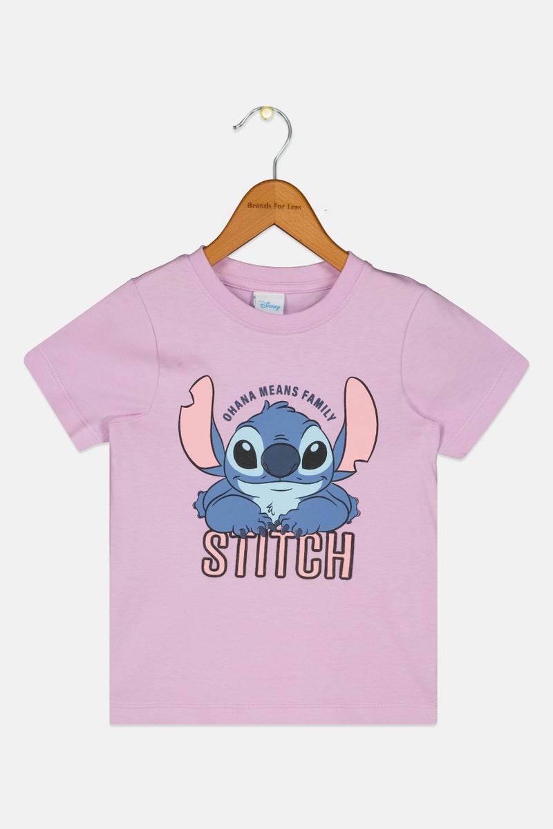 Disney Lilo And Stitch Toddlers Girl Graphic Print Short Sleeve T-Shirt, Purple - Image 2