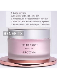 Arcona ARCONA Triad Pads - Cold Processed Cranberry and Rice Toner, Brightening Toner Pads for Face, 45 Facial Toner Pads. Made in The USA.  - Image 2