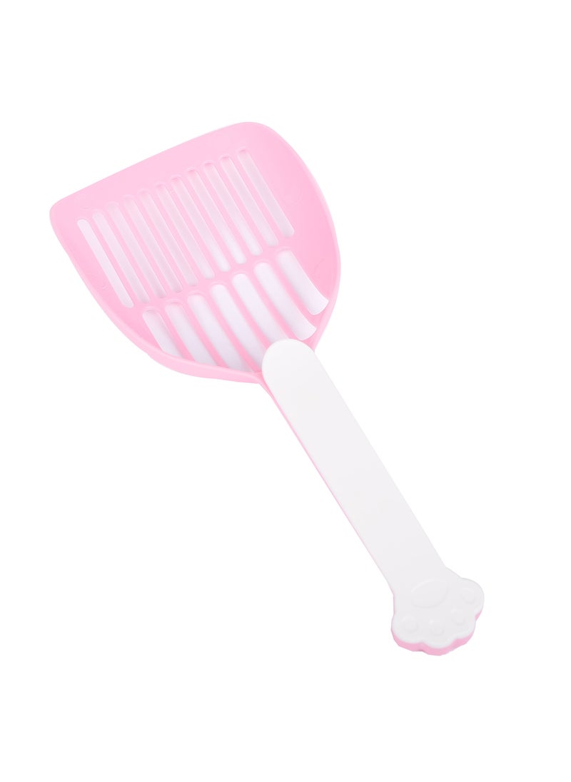 HAPPY PUSS - cat litter scoop, plastic cat litter pet shovel, durable pet poop scoop, with long and strong plastic white handle, litter cleaning Tool, stylish pet accessories, cat paw design- pink color - Image 1