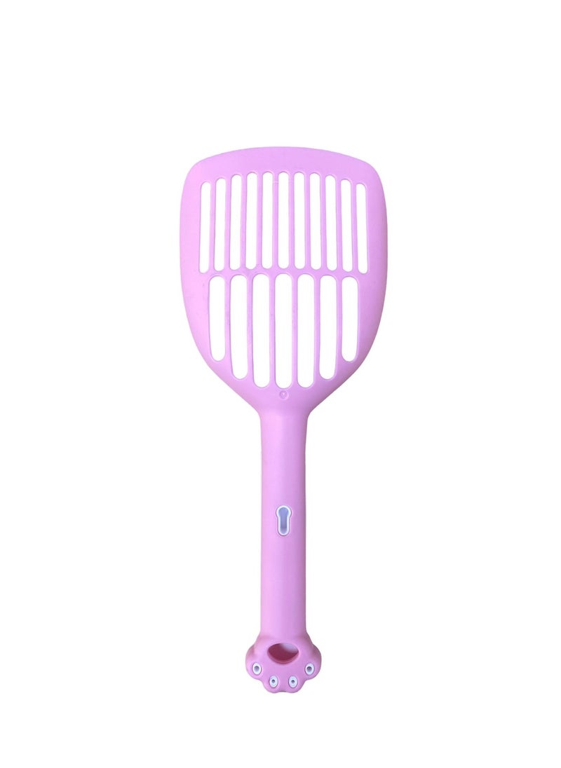 HAPPY PUSS - cat litter scoop, plastic cat litter pet shovel, durable pet poop scoop, with long and strong plastic white handle, litter cleaning Tool, stylish pet accessories, cat paw design- pink color - Image 1