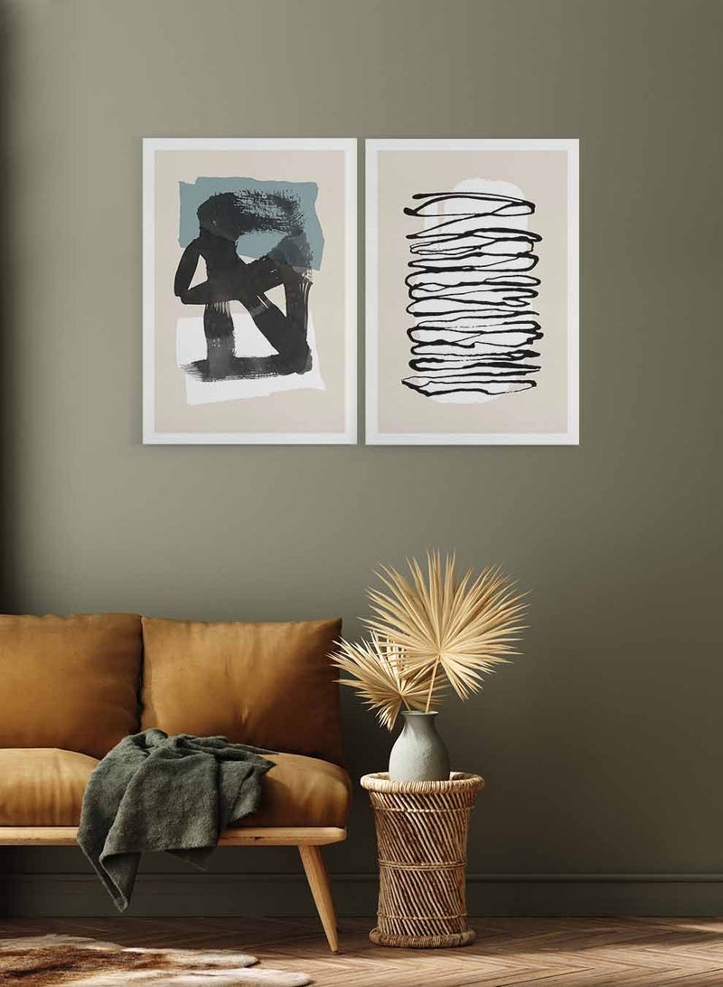 لوحة طقم من لوحتين كانفاس على إطار خشبي، تصميم فن تجريدي، للمنزل، غرفة المعيشة، المكتب، الديكور - Image 2