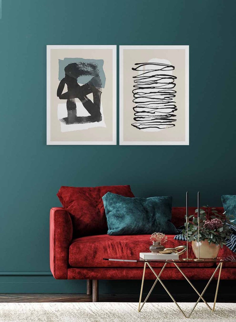 لوحة طقم من لوحتين كانفاس على إطار خشبي، تصميم فن تجريدي، للمنزل، غرفة المعيشة، المكتب، الديكور - Image 3