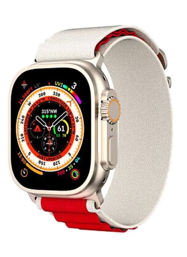 vesus - Dual Color Alpine Loop Nylon Replacement Band for Apple Watch Ultra Series 8 49mm 45mm 44mm 42mm - White/Maroon - Image 1