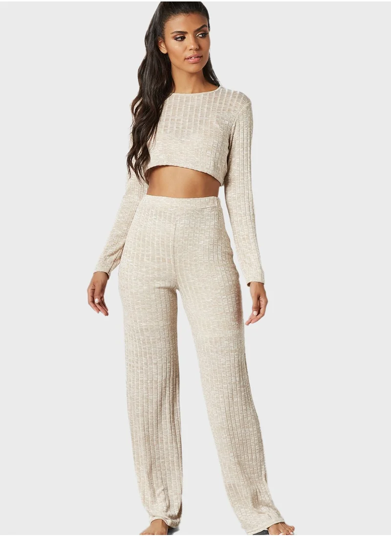 FEMME LUXE Ribbed Loungewear Set