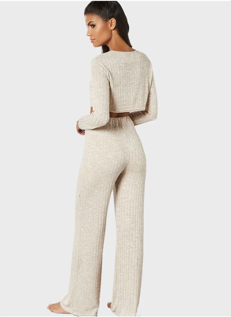 FEMME LUXE Ribbed Loungewear Set