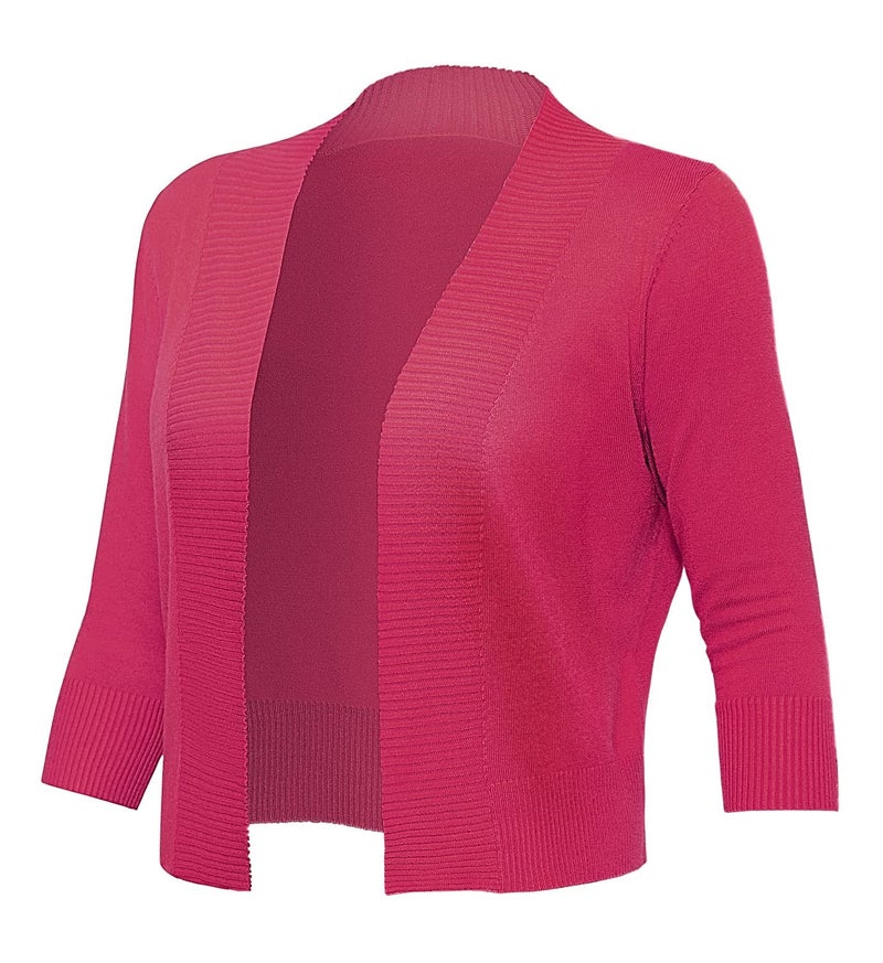 GoMamee Women's Bolero Shrug 3/4 Sleeve Open Front Short Cropped Cardigan Sweaters Jackets, Rose L - Image 5
