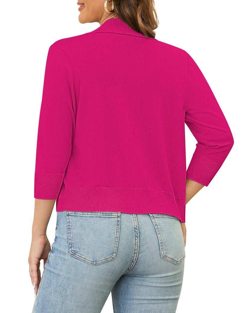 GoMamee Women's Bolero Shrug 3/4 Sleeve Open Front Short Cropped Cardigan Sweaters Jackets, Rose L - Image 4