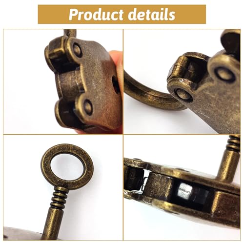 Kathson Old Vintage Antique Style Mini Archaize Padlocks Key Lock With key (Lot Of 3) - Image 4