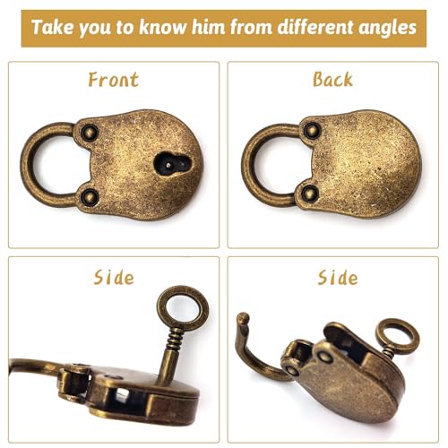 Kathson Old Vintage Antique Style Mini Archaize Padlocks Key Lock With key (Lot Of 3) - Image 3