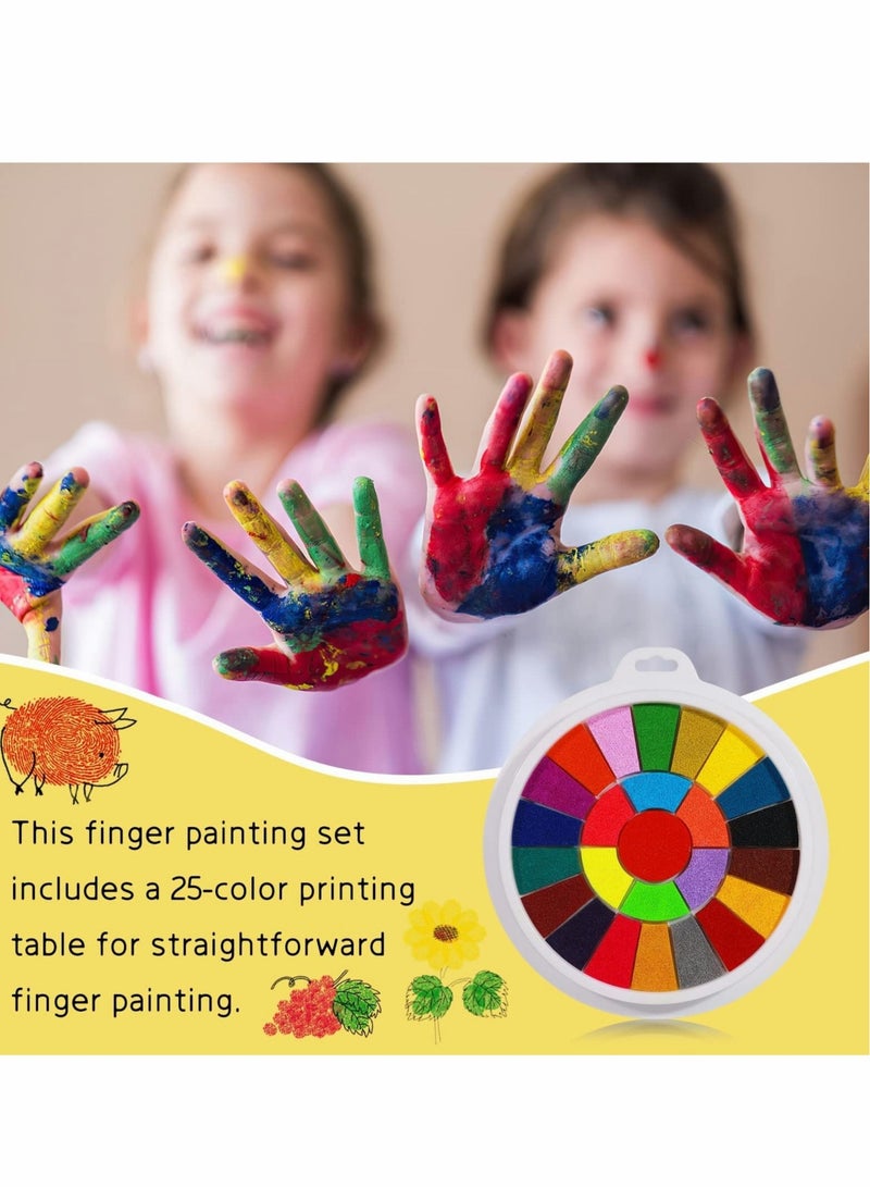 Captaintech Finger Painting Kit, 12 Pattern Stamps 25 Color Printing Pads Washable Colors Finger Painting Easy to clean Non-toxic Children's Painting Toys - Image 2
