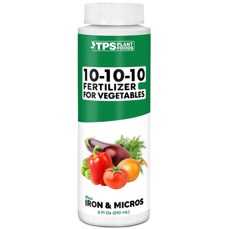TPS NUTRIENTS Liquid 10-10-10 Fertilizer for Vegetables, Triple Ten NPK Plus Iron and Micros, Liquid Plant Food 8 oz (250mL) - Image 1