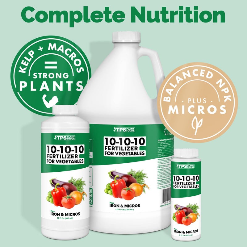TPS NUTRIENTS Liquid 10-10-10 Fertilizer for Vegetables, Triple Ten NPK Plus Iron and Micros, Liquid Plant Food 8 oz (250mL) - Image 3