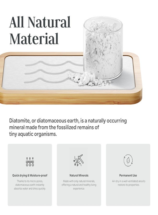 Kcrystenia Water Absorbing Stone Tray for Sink, Kitchen Sink Caddy Organizer, Diatomite Bathroom Vanity Counter Tray, Soap Dispenser Sponge Holder, Fast Drying Stone Faucet Mat with Bamboo Tray - Image 4