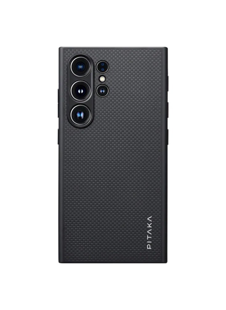PITAKA - Carbon Case for Samsung Galaxy S24 Ultra Case 6.8 Inch Compatible with Mag Safe Protective S24 Ultra Case 1500D Aramid Fiber Made Pin Button Case - Black - Image 1
