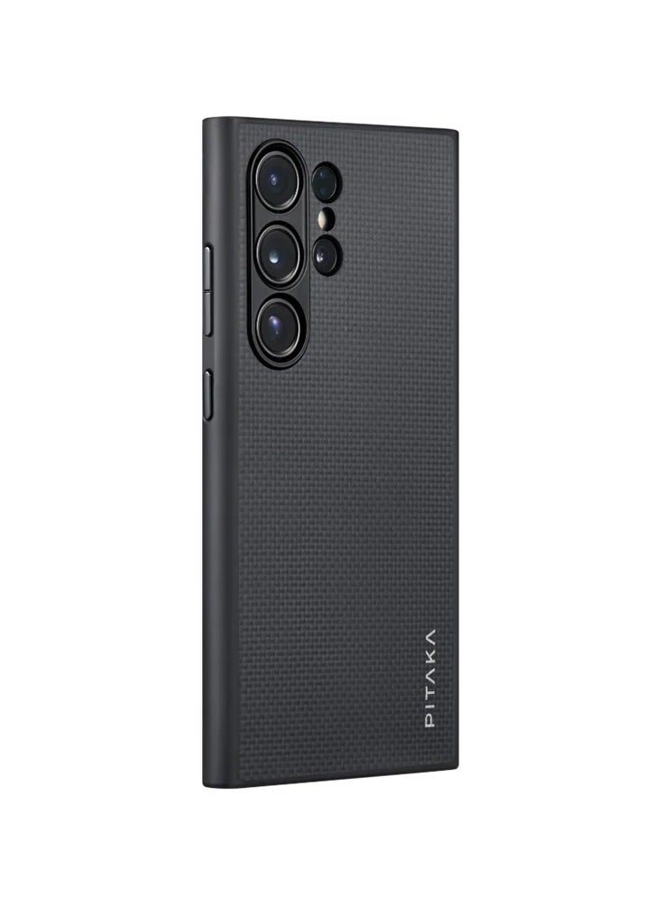 PITAKA - Carbon Case for Samsung Galaxy S24 Ultra Case 6.8 Inch Compatible with Mag Safe Protective S24 Ultra Case 1500D Aramid Fiber Made Pin Button Case - Black - Image 1