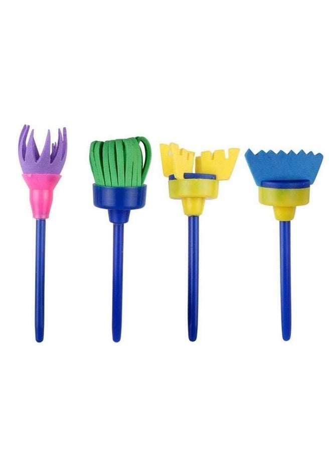 deziine DEZIINE� 4 pcs DIY Mophead Sponge Paint Brush Set for Early Learning Kids  - Image 3