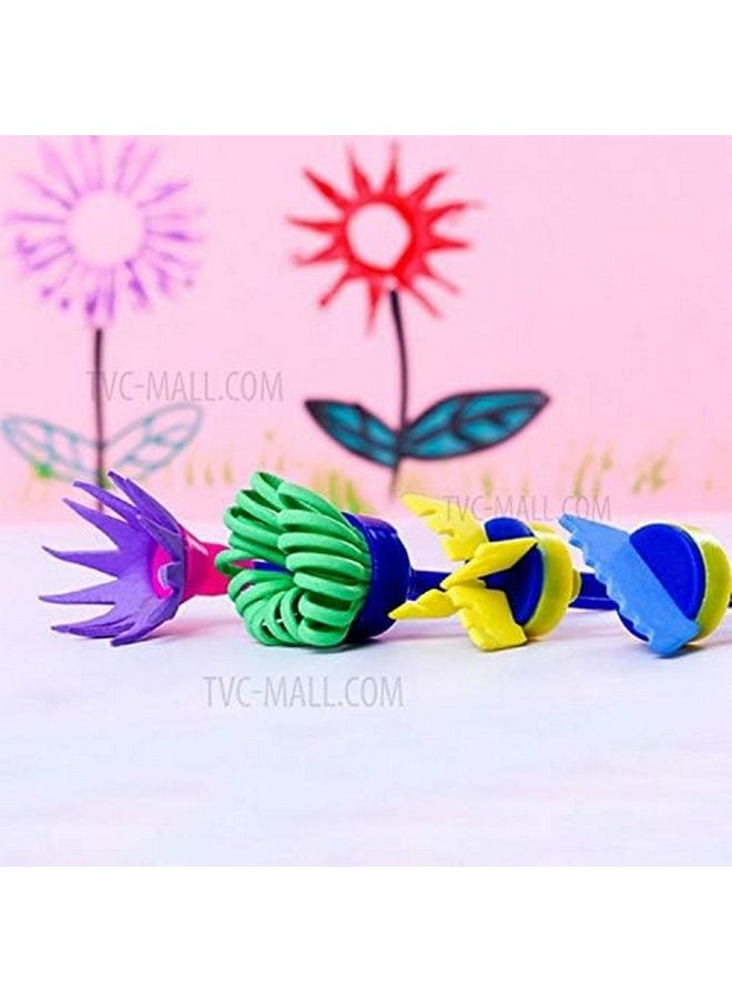 deziine DEZIINE� 4 pcs DIY Mophead Sponge Paint Brush Set for Early Learning Kids  - Image 2