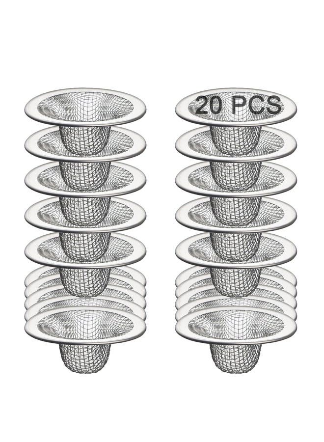 Beyoslf 20Pcs Small Drain Mesh Basket, 2.125'' Bathroom Sink Drain Strainer Screen Mesh Sink Strainer Hair Catcher Drain Filter Cover for Bathtub Lavatory RV Laundry Shower Floor Utility Sink Drain - Image 1