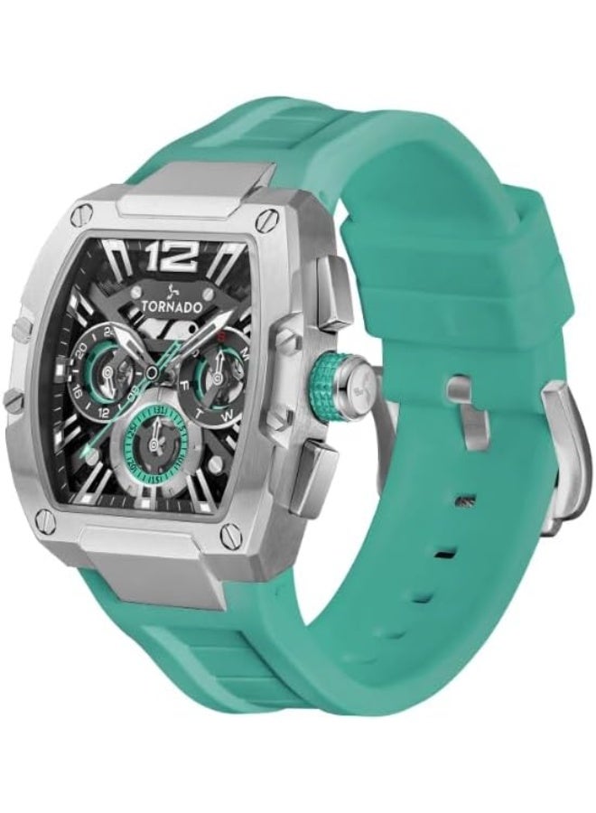 Tornado XENITH Men's VX9J, High Precision Japanese Quartz Movement Watch, Analog Display and Silicone Strap - T23105-SSHB, Green - Image 2