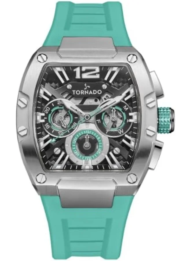تورنيدو Tornado XENITH Men's VX9J, High Precision Japanese Quartz Movement Watch, Analog Display and Silicone Strap - T23105-SSHB, Green