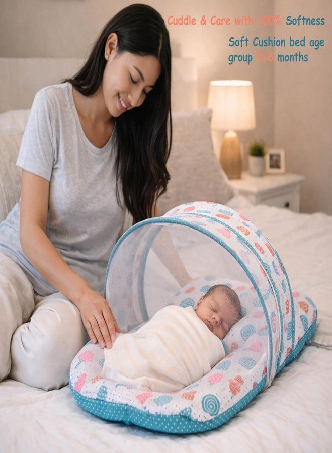 Fareto Combo of Baby Nest | Net with Bed | Carry Bag | 4 Pcs Bedding Set(0-6 Months) (Fullset_Nest) (FULLSET NEST Pista SPRIAL) - Image 2