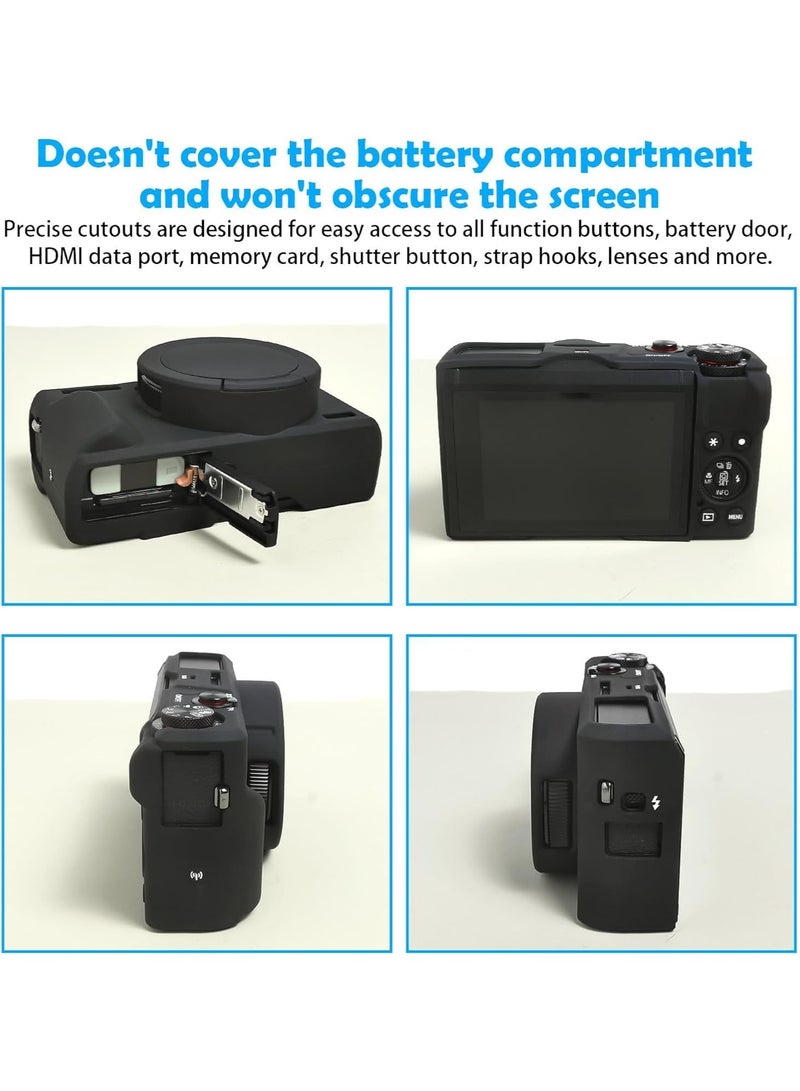حقيبة لكاميرا كانون باورشوت جي 7 إكس مارك الثالثة، واقي سيليكوني ناعم وغطاء عدسة قابل للفصل لكاميرا كانون باورشوت جي 7 إكس مارك الثالثة إس دي آر آل - Image 4