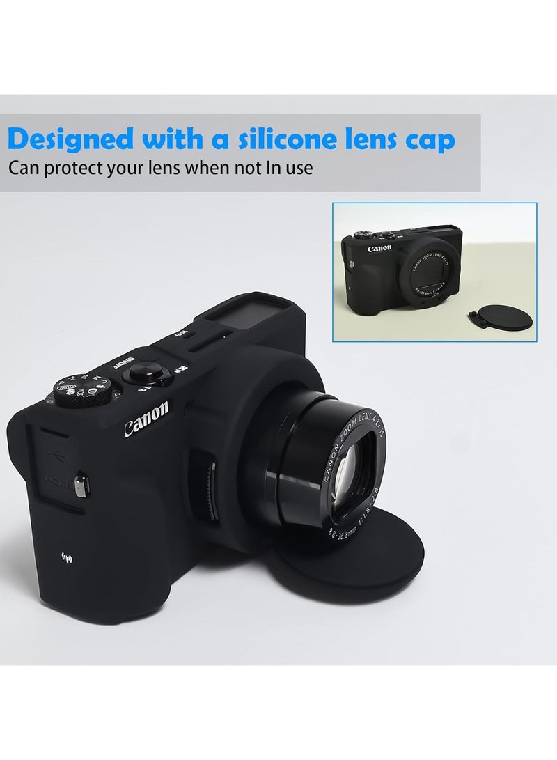 حقيبة لكاميرا كانون باورشوت جي 7 إكس مارك الثالثة، واقي سيليكوني ناعم وغطاء عدسة قابل للفصل لكاميرا كانون باورشوت جي 7 إكس مارك الثالثة إس دي آر آل - Image 2