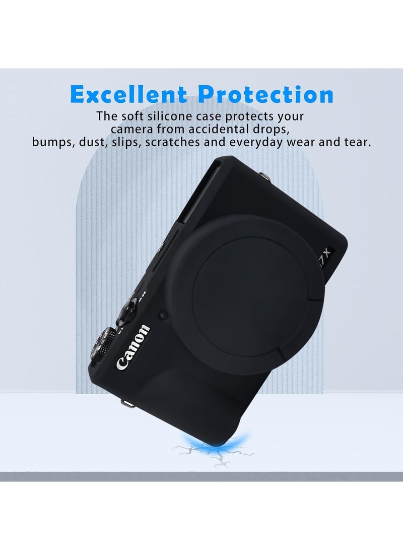 حقيبة لكاميرا كانون باورشوت جي 7 إكس مارك الثالثة، واقي سيليكوني ناعم وغطاء عدسة قابل للفصل لكاميرا كانون باورشوت جي 7 إكس مارك الثالثة إس دي آر آل - Image 5