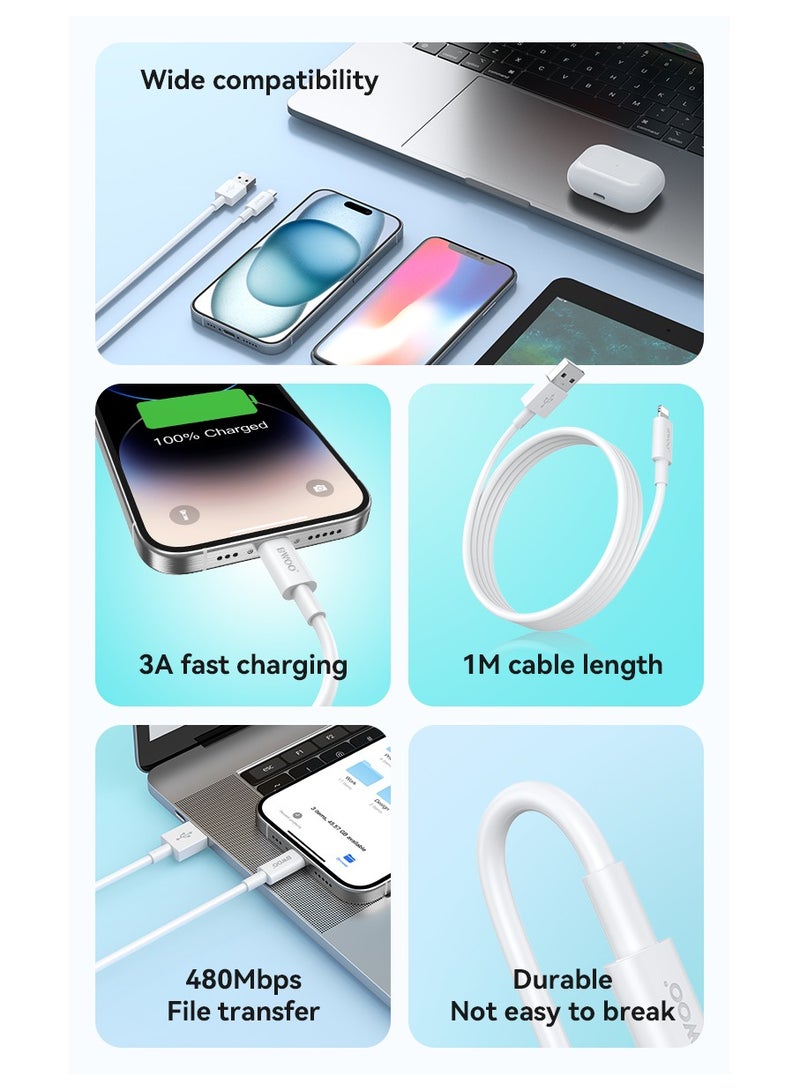 BWOO Usb-A To Lightning Fast Charging Data Cable White - Image 5