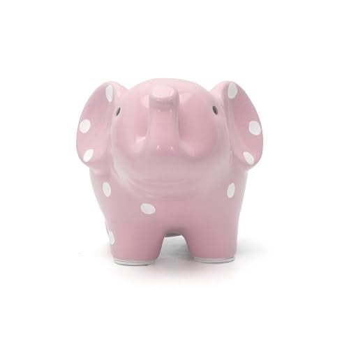Child to Cherish Ceramic Polka Dot Elephant Piggy Bank for Girls, Pink - Image 5