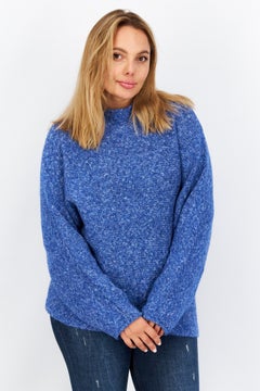 T Tahari Women High Neck Heather Sweaters, Blue  - Image 1