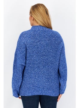 T Tahari Women High Neck Heather Sweaters, Blue  - Image 3