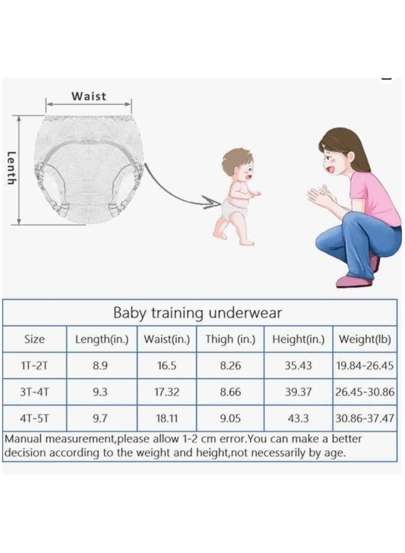 Eco Mom 4 Pieces Baby Potty Training Underwear for Boys and Girls, 4 Pack Absorbent Training Pants for Toddlers with Printed Reusable Cotton Toilet Training Pants for 12-18kg Kids (2-4 Years) - Image 2