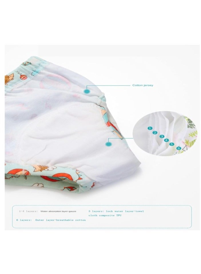 Eco Mom 4 Pieces Baby Potty Training Underwear for Boys and Girls, 4 Pack Absorbent Training Pants for Toddlers with Printed Reusable Cotton Toilet Training Pants for 12-18kg Kids (2-4 Years) - Image 5