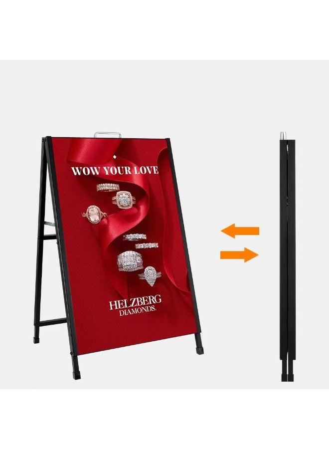 كيدل حامل عرض لوحة KT مزدوج الجوانب مع فتحات تحميل علوية - حامل لافتات محمول قابل للطي على شكل حرف A للإعلان عن شاي الفقاعات، لافتات الرصيف الخارجية (60 × 90 سم، لا يشمل ملصقًا سميكًا، أسود) - Image 5