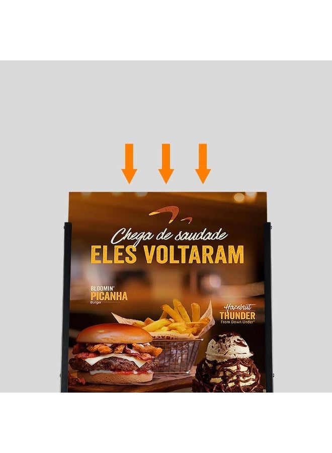 كيدل حامل عرض لوحة KT مزدوج الجوانب مع فتحات تحميل علوية - حامل لافتات محمول قابل للطي على شكل حرف A للإعلان عن شاي الفقاعات، لافتات الرصيف الخارجية (60 × 90 سم، لا يشمل ملصقًا سميكًا، أسود) - Image 4