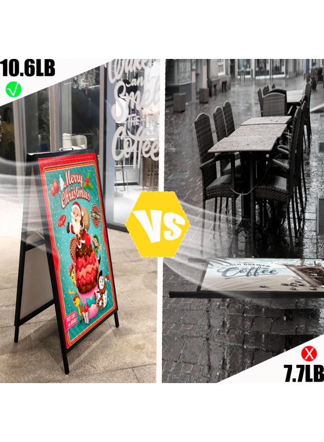 كيدل حامل عرض لوحة KT مزدوج الجوانب مع فتحات تحميل علوية - حامل لافتات محمول قابل للطي على شكل حرف A للإعلان عن شاي الفقاعات، لافتات الرصيف الخارجية (60 × 90 سم، لا يشمل ملصقًا سميكًا، أسود) - Image 3